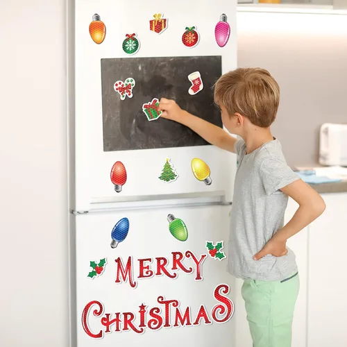 Vista 4 de Blulu Imanes decorativos de Navidad reflectantes para automóvil, calcomanías magnéticas de Navidad, calcomanías magnéticas de Navidad, calcomanías