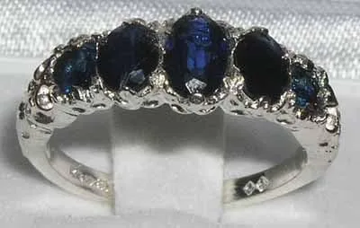 Vista 2 de Anillo de plata de ley 925 auténtica auténtica zafiro para mujer