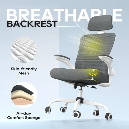 Vista 7 de Silla de oficina ergonómica para largas horas, soporte de cuerpo completo, alivia la presión del cuello y la espalda, capacidad de 330 libras, ideal