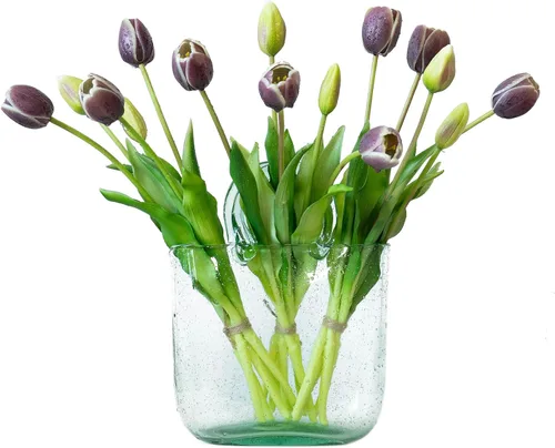 Vista 34 de DUYONE 15 flores de tulipanes artificiales, ramo de látex de tacto real, tulipanes falsos para oficina, boda, fiesta, hogar, cocina, jardín