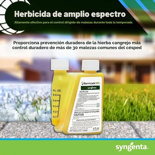 Vista 4 de Barricade 4FL Herbicida Concentrado - Control de malezas preemergente - Prevención de malezas de hoja ancha de larga duración para césped, césped