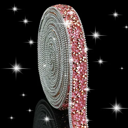 Vista 40 de Dowarm Cinta autoadhesiva de diamantes de imitación plateados, tiras brillantes para manualidades, decoración de bodas, 0.4 pulgadas de ancho
