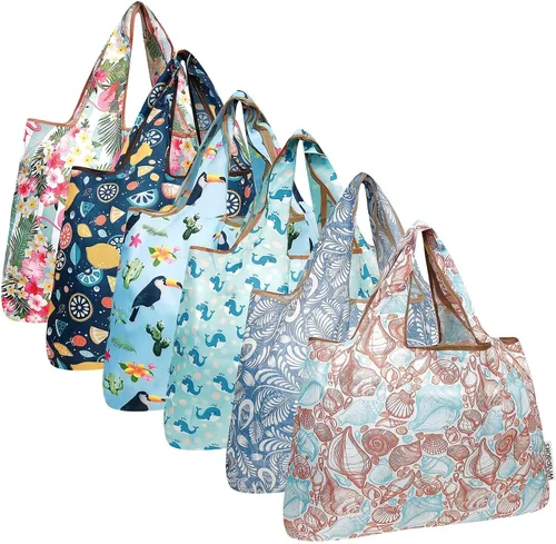 Vista 17 de allydrew Bolsas grandes plegables de nailon reutilizables para comestibles, paquete de 6