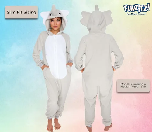 Vista 3 de Slim Fit Adult Onesie - Animal Halloween Costume - Plush Fruit One Piece Cosplay Suit for Women and Men by FUNZIEZ