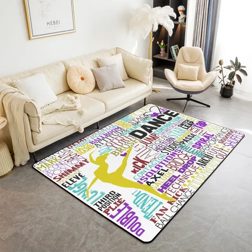 Vista 10 de Alfombra decorativa de bailarina para interiores, tapete de ballet y danza, fundas de cojín, elegante alfombra de área de bailarina de 3 x 5 pies
