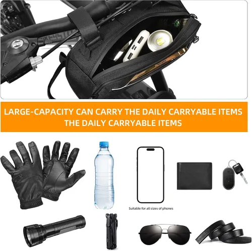 Vista 4 de Bolsa de manillar de bicicleta de gran capacidad para bicicleta Bolsa delantera impermeable para bicicleta de montaña, bolsa de marco para bicicleta