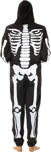 Vista 3 de CYCLAMEN Disfraz de Halloween para adultos, parejas, esqueleto de calabaza, enterizo con capucha, para mujeres, hombres, familia