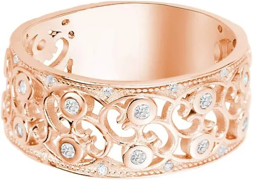 Vista 3 de CloseoutWarehouse Anillo de plata de ley con circonita cúbica transparente y filigrana (viene en colores)