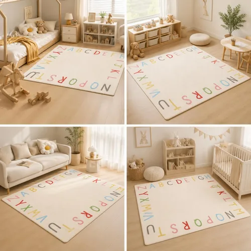 Vista 6 de SHIPKEY Alfombra de juego del alfabeto para niños, alfombra grande y suave Alphabet