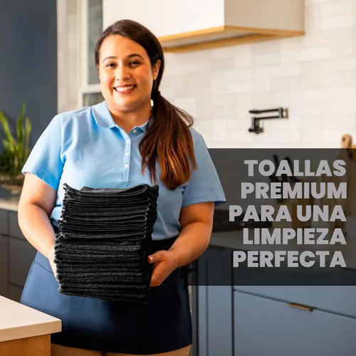 Vista 3 de Microfiber Wholesale Toallas de microfibra Pro Multi Surface de 16" x 24" Paquete de 6 (negro)
