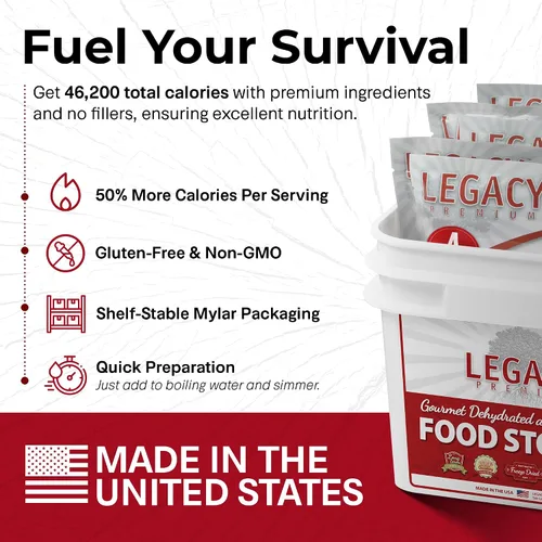Vista 3 de Legacy Food Storage - Cubo de 120 porciones sin gluten, suministro de alimentos de emergencia, 46,200 calorías totales, 120 porciones grandes