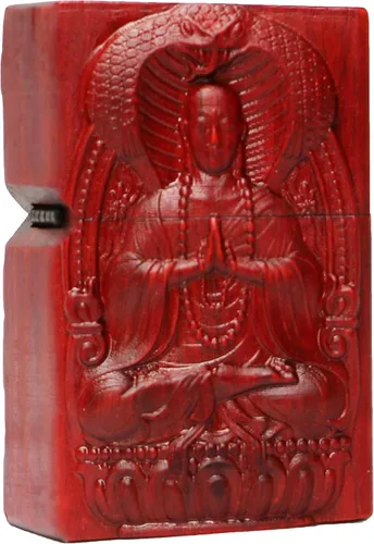 Vista 19 de Carcasa exterior de palisandro Huanghuali natural tallado para módulo Zippo (1000 brazos Avalokiteshvara de la diosa 3#)