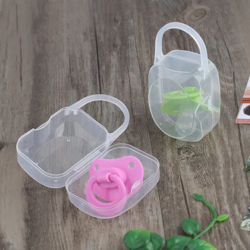 Vista 4 de Accmor Funda para chupete con asa, sin BPA, caja universal para chupete para viajes, transparente, paquete de 2
