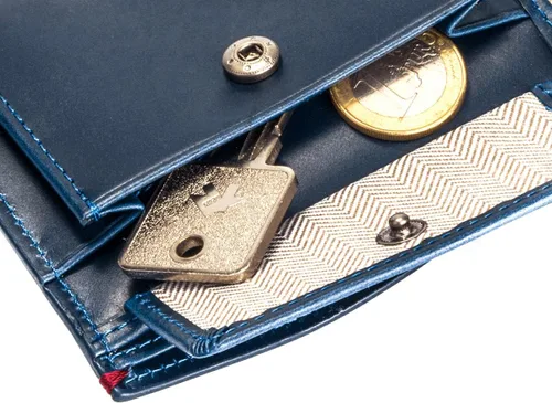 Vista 6 de Gnome Bow - Cartera plegable Gulliver para monedas cuero encerado RFID Azul Casual