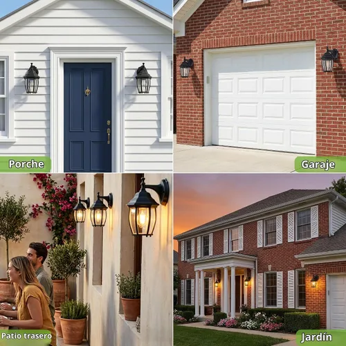 Vista 6 de LIT-PaTH Farol de pared para exteriores del atardecer al amanecer, aplique de pared como accesorio de iluminación de porche con base mediana E26