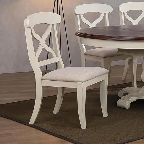 Vista 2 de Sunset Trading Andrews Silla de comedor, acabado blanco antiguo