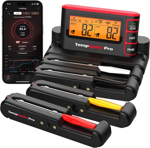 Vista 10 de TempSpike Termómetro digital inalámbrico para carne con aplicación, WiFi y Bluetooth para parrilla de barbacoa con alta precisión, sondas
