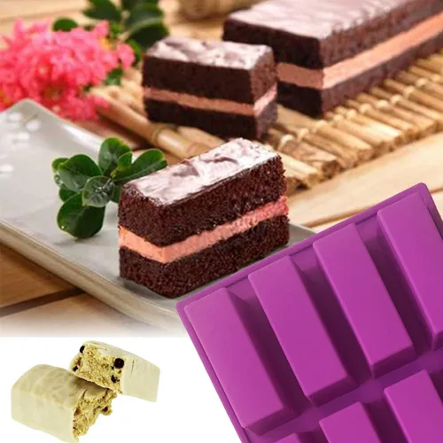 Vista 5 de Juego de 2 moldes rectangulares de silicona, 12 cavidades, para hacer barras de proteínas, barras energéticas, pan de caramelo, pan, muffins