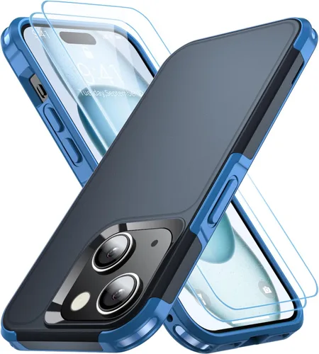 Vista 10 de Funda a prueba de golpes para iPhone 15, [Protección contra caídas de grado militar de 15 pies], con 2X [Protector de pantalla de vidrio templado]