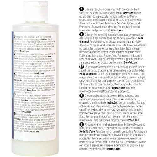 Vista 2 de DecoArt Triple Thick Gloss Glaz, Botella de 8 fl oz, Blanco Azul