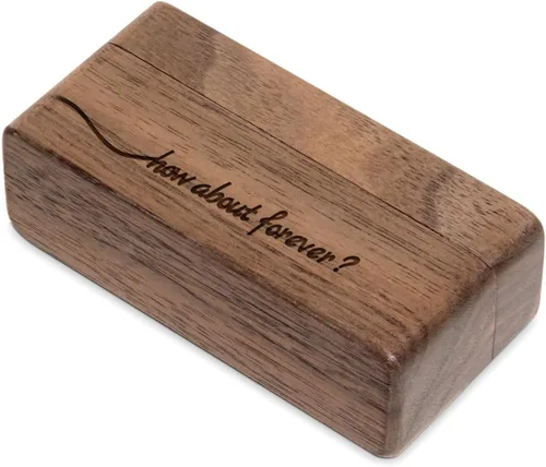 Vista 3 de Caja portadora de anillos de boda Propuesta delgada Caja de anillo ¿Qué tal para siempre?