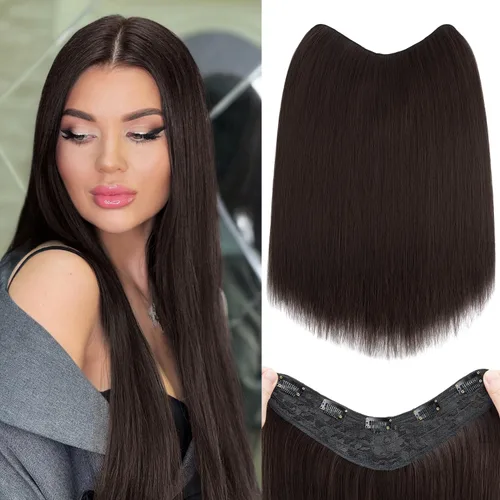 Vista 61 de S-noilite Extensiones de cabello de una pieza con clip, color rubio balayage de 18 pulgadas, en forma de U, extensiones de cabello de trama de una