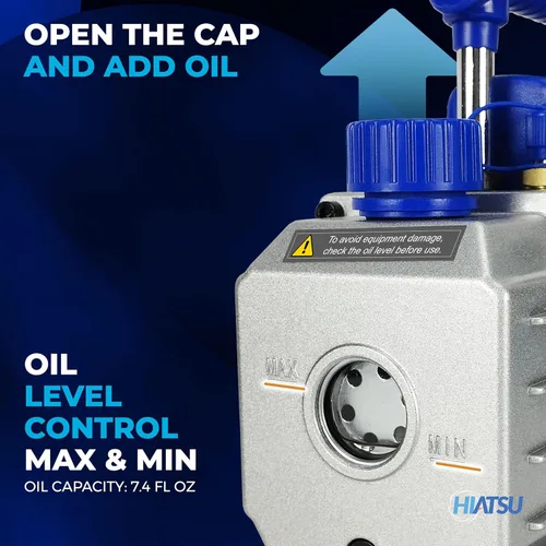 Vista 4 de Hiatsu Bomba de vacío de 4 CFM para sistema de aire acondicionado - Bomba de vacío HVAC - Bomba de vacío de aire acondicionado automotriz de 1/4 HP