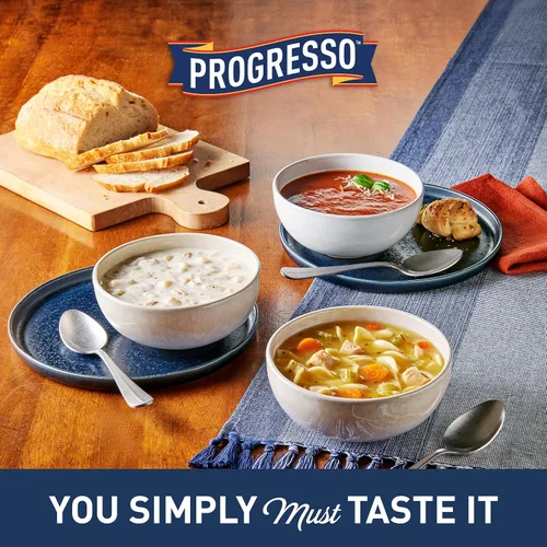 Vista 5 de Progresso Sopa de pollo casera sin gluten, 14 oz. Curly Gluten-Free Pasta, White Meat Chicken, Carrots & Celery, No Artificial Flavors, No
