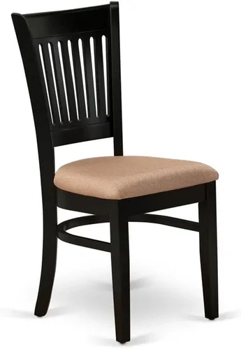 Vista 4 de East West Furniture VAC-BLK-C Vancouver Sillas de Comedor - Sillas de Madera Tapizadas en Tela de Lino, Juego de 2, Negro