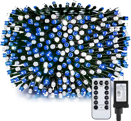 Vista 21 de Minetom Luces LED para árbol de Navidad de 50 pies, 1000 luces LED para exteriores, cuerda de petardos para exteriores, 12 modos, temporizador