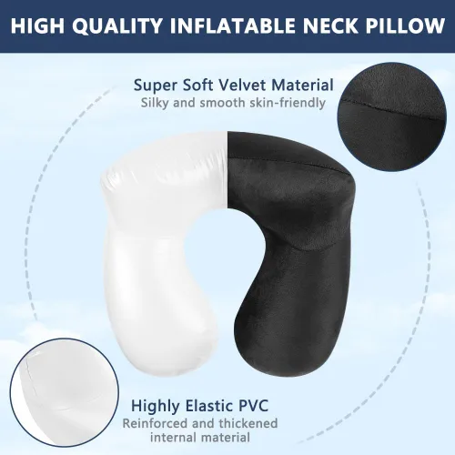 Vista 4 de flintronic Almohada inflable de viaje, almohada inflable de viaje para avión, soporte de cuello de terciopelo suave, almohada ergonómica ligera