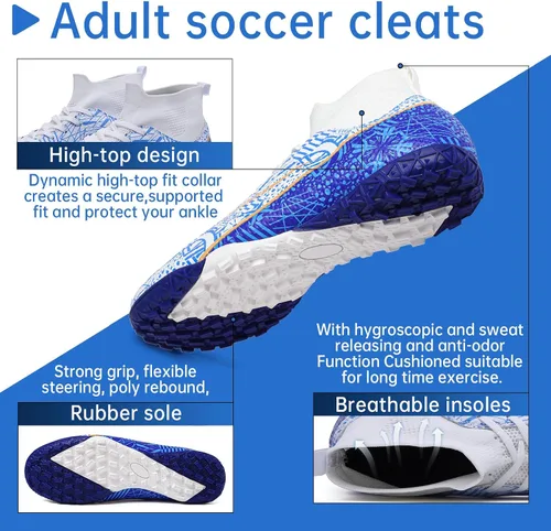 Vista 7 de ASoftLand Tacos de fútbol para hombre y mujer, tacos de fútbol para niño grande TF