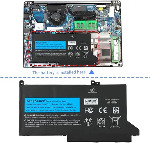 Vista 6 de DJ1J0 - Batería de repuesto para Dell Latitude 7280 7290 E7280 E7290 13 7380 7390 E7380 E7390 14 7480 7490 E7480 E7490 Series DJ1JO P28S P28S P28S