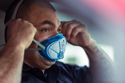 Vista 5 de Casco de repuesto compatible con respiradores Envo, cómodo de llevar durante todo el día y ajuste seguro