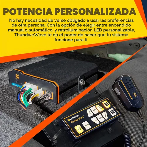 Vista 4 de LAMPHUS ThunderWave Kit de sirena de emergencia de policía de 200W [Control remoto][2x15A interruptores][sirena de aire manos libres][entrada