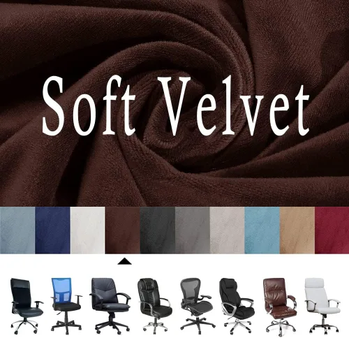 Vista 3 de ITFRO Funda para silla de oficina de 3 piezas con fundas para reposabrazos, funda de terciopelo para silla de escritorio de computadora con Marrón