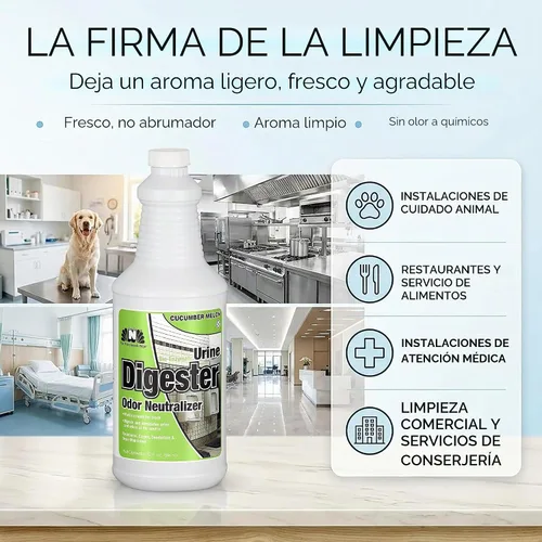 Vista 3 de Nilodor BEON Limpiador enzimático de orina con neutralizador de olores para mascotas, alfombras y baño, 1 galón, pepino y melón