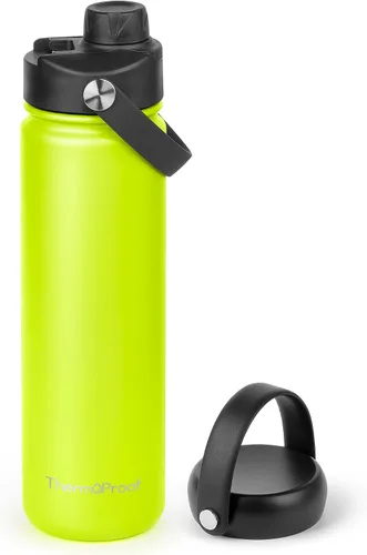Vista 25 de Botella de agua aislante ThermoProof – Acero inoxidable, boca ancha, tapas abatibles y con boquilla, a prueba de fugas, apta para lavavajillas Ámbar