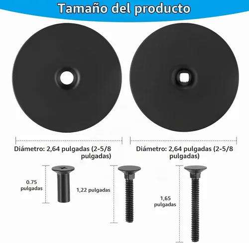 Vista 2 de Placa Premium de Acero Inoxidable para Cubrir Agujero de Puerta - Tapa de Cerrojo de Seguridad de 2-5/8 de Diámetro con Tornillos para Mayor Negro