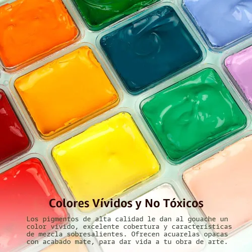 Vista 6 de HIMI - Juego de pintura gouache de 24 colores de 1 onza líquida (30 ml) cada uno, diseño exclusivo de envase de gelatina con 3 pinceles de pintura