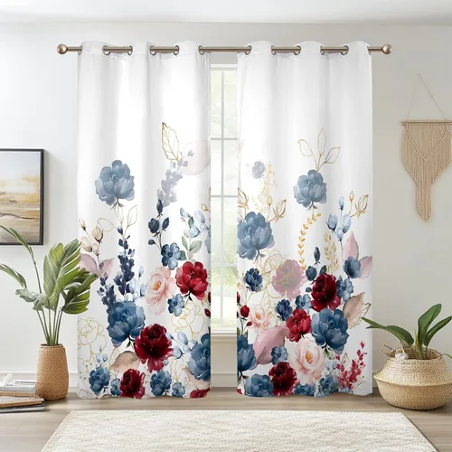 Vista 20 de Renaiss Pink Cherry Patels - Cortinas opacas con aislamiento térmico de flores de cerezo japonés, cortinas de ventana de dormitorio con estampado