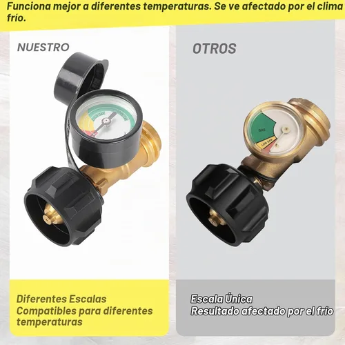 Vista 3 de Medidor de tanque de propano apto para autocaravanas, cilindros, parrillas de gas, calentadores, autocaravanas y más, conexión QCC1/tipo 1