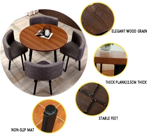 Vista 4 de Juego de mesa y silla de oficina, mesa de centro de conferencias de 35.4 in, juego de mesa y silla de ocio moderna para el hogar, sala de estar Azul