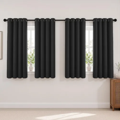 Vista 61 de Cortinas de oscurecimiento de habitación de 45 pulgadas de largo para dormitorio y sala de estar, cortinas térmicas aislantes con ojales