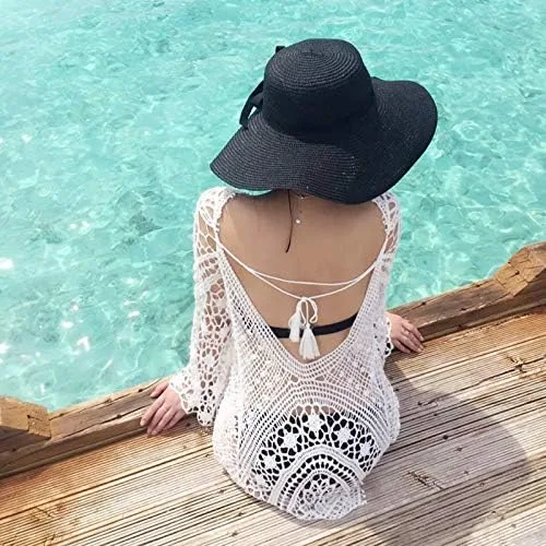 Vista 5 de Jeasona Womens Bathing Suit Cover Up Crochet Lace Bikini Swimsuit Dress