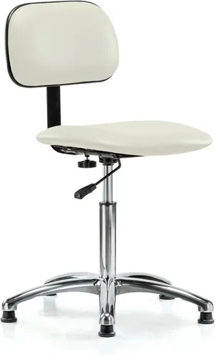 Vista 67 de Perch - Silla de laboratorio cromada con respaldo ajustable, altura del escritorio de 17 a 22 pulgadas, tela negra
