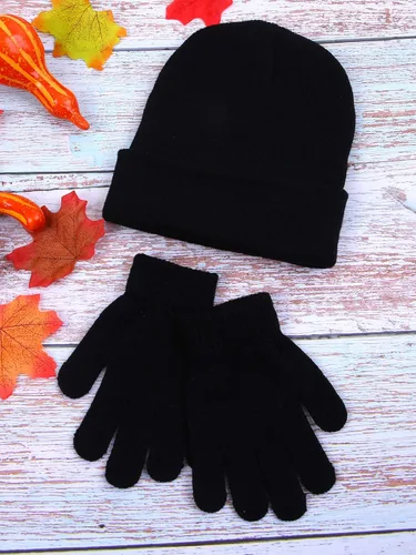 Vista 4 de Cooraby Paquete de 6 gorros y 6 pares de guantes elásticos para dedos completos para niños y niñas