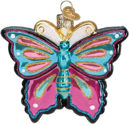 Vista 7 de Old World Christmas - Adorno de mariposa brillante de vidrio soplado para árbol de Navidad