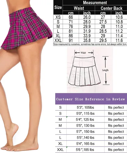 Vista 7 de Avidlove Minifaldas plisadas para mujer, minifalda a cuadros XS-XXL