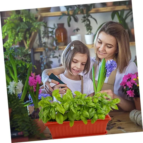 Vista 5 de Maceta rectangular de plástico para plantas de interior, jardinería, macetas de metal, macetas de cactus con bandeja, cuenco para suculentas
